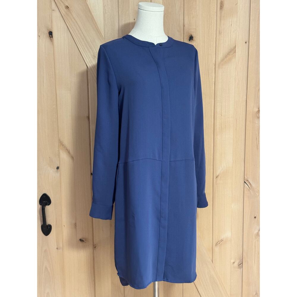The Savile Row Co. London | Mandarin Collar Chiffon Blue Shirt Dress  | Size 2